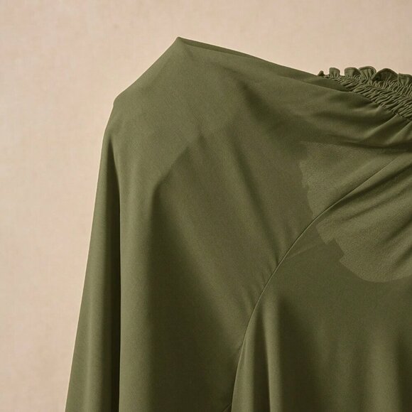 Maternity Army Green Casual Women's Bow detailed Wide Leg Loose Pants - Picture 3 of 7